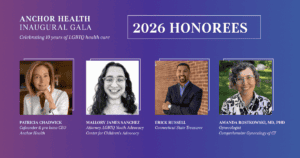Photos of Anchor Health's 2026 gala honorees against a gradient background