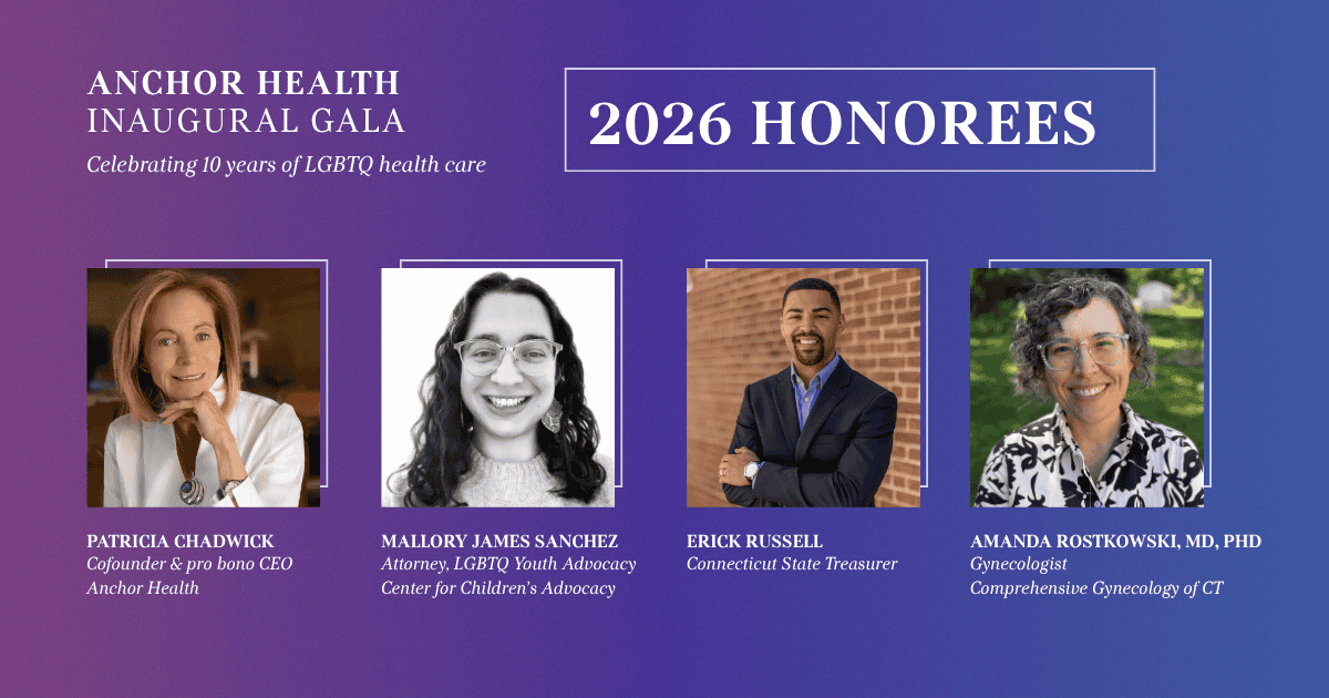 Photos of Anchor Health's 2026 gala honorees against a gradient background